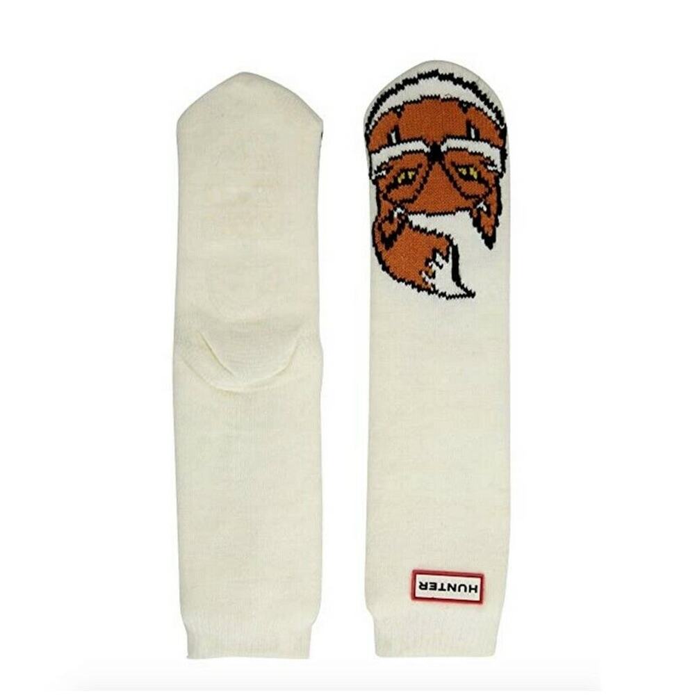 Hunter Kids Cheeky Fox Slipper Sock Cream Size S 8245